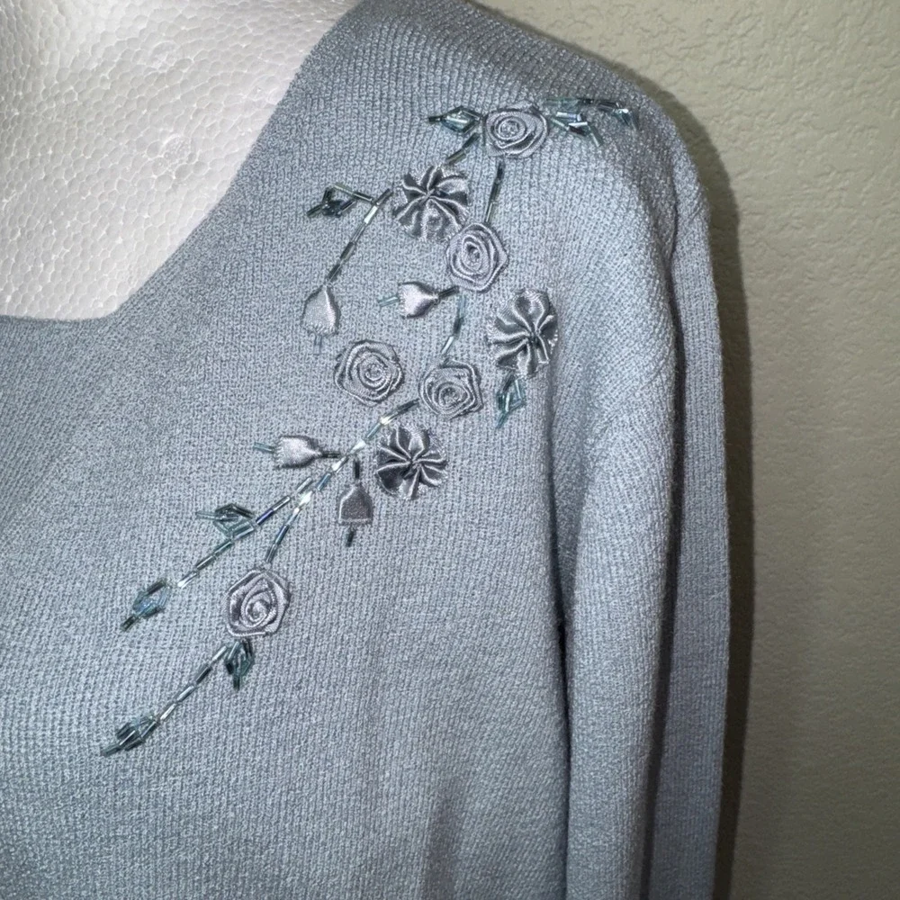 Vtg John Paul Richard Uniform Blue‎ Knit Cardigan Shell Set XL Coquette Coastal